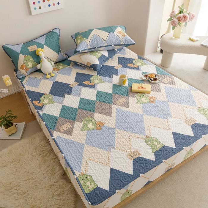 91家纺网 家纺一手货源 找家纺 忘忧草 2023新款A类全棉印花夹棉床笠 淘淘龙