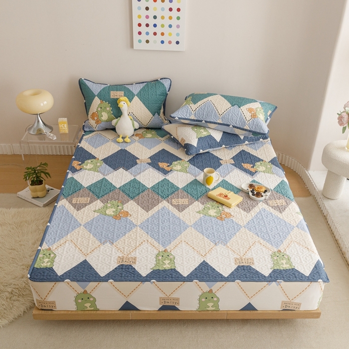 91家纺网 家纺一手货源 找家纺 忘忧草 2023新款A类全棉印花夹棉床笠 淘淘龙