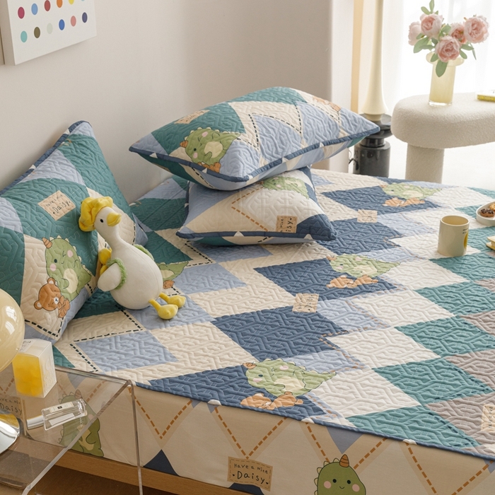 91家纺网 家纺一手货源 找家纺 忘忧草 2023新款A类全棉印花夹棉床笠 淘淘龙