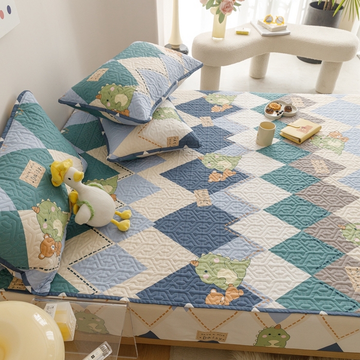 91家纺网 家纺一手货源 找家纺 忘忧草 2023新款A类全棉印花夹棉床笠 淘淘龙