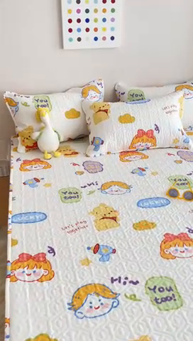 91家纺网 家纺一手货源 找家纺 忘忧草 2023新款A类全棉印花夹棉床笠 可爱甜心