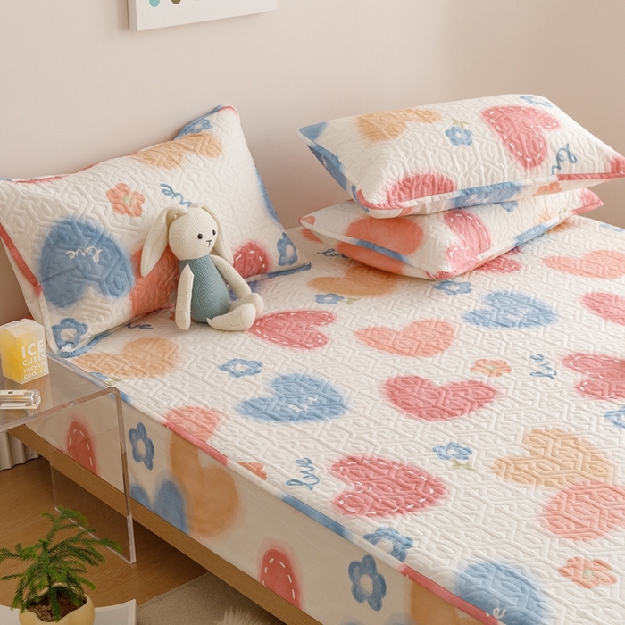 91家纺网 家纺一手货源 找家纺 忘忧草 2023新款A类全棉印花夹棉床笠 幸福满满