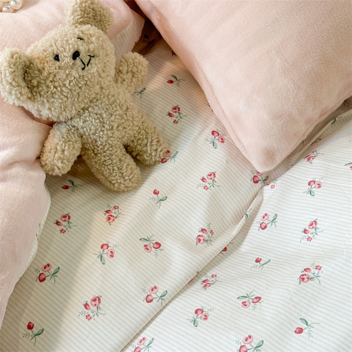 91家纺网 家纺一手货源 找家纺 昔可家纺 2023新款全棉加绒四件套 小椿芽