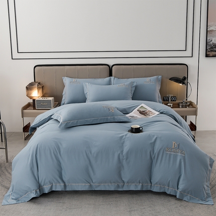 91家纺网 家纺一手货源 找家纺 小时代家纺 2023新款60支全棉磨毛刺绣床盖四件套 嘉年华-青春兰