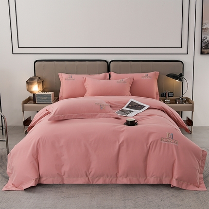 91家纺网 家纺一手货源 找家纺 小时代家纺 2023新款60支全棉磨毛刺绣床盖四件套 嘉年华-豆沙