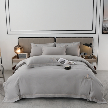 91家纺网 家纺一手货源 找家纺 小时代家纺 2023新款60支全棉磨毛刺绣床盖四件套 嘉年华-亚浅灰