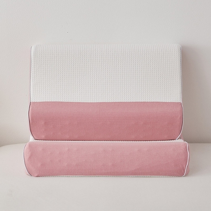 91家纺网 家纺一手货源 找家纺 乐可 2023新款针织牵引乳胶枕 针织牵引乳胶枕-粉色40*60*8/10cm【一对装】