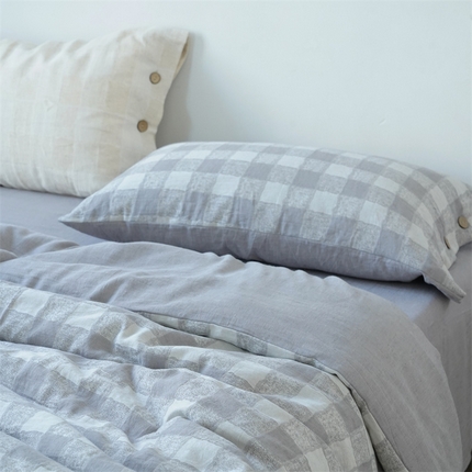 91家纺网 家纺一手货源 找家纺 子和家居 2023新款棉麻贡缎大提花四件套系列-格调 格调（灰）