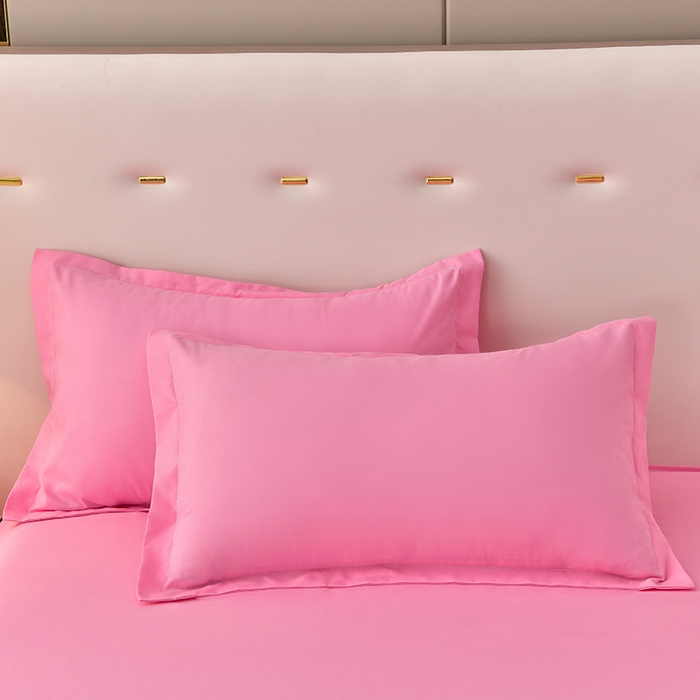 91家纺网 家纺一手货源 找家纺 艾裙海 2025跨境外贸新款纯色乐卡棉90克细丝磨毛蕾丝边床裙 粉红色