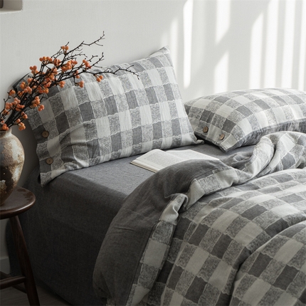 91家纺网 家纺一手货源 找家纺 子和家居 2023新款棉麻贡缎大提花四件套系列-格调 格调（黑）