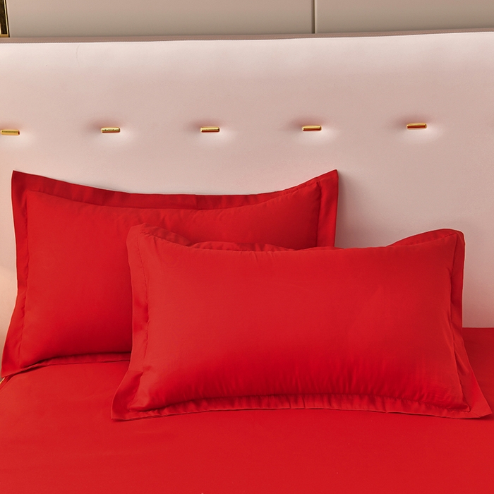 91家纺网 家纺一手货源 找家纺 艾裙海 2025跨境外贸新款纯色乐卡棉90克细丝磨毛蕾丝边床裙 大红色