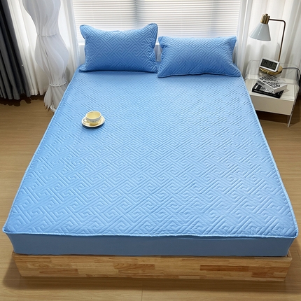 91家纺网 家纺一手货源 找家纺 共鸣沙发垫 2023新款全棉夹棉床笠 纯棉夹棉床笠蓝色
