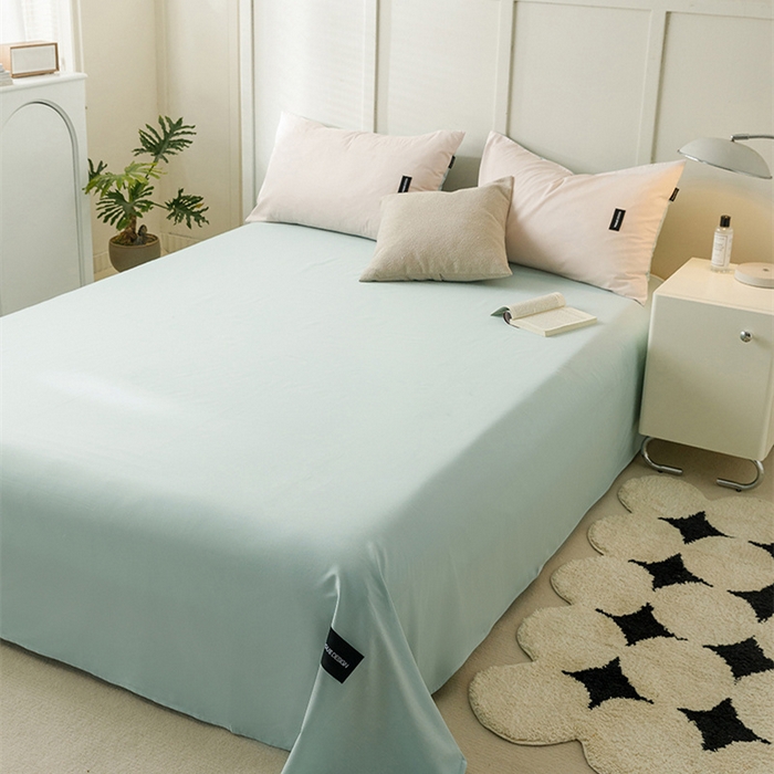 91家纺网 家纺一手货源 找家纺 卡姿家纺 2023新款无印水洗棉系列-单床单 床单-自然绿