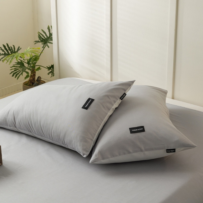 91家纺网 家纺一手货源 找家纺 卡姿家纺 2023新款无印水洗棉系列-枕套 石灰+梧桐灰枕套