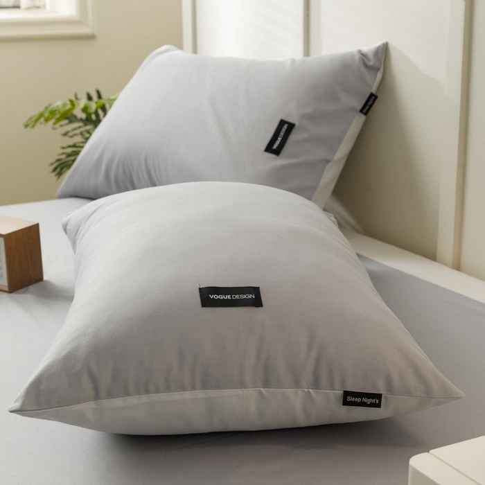 91家纺网 家纺一手货源 找家纺 卡姿家纺 2023新款无印水洗棉系列-枕套 石灰+梧桐灰枕套