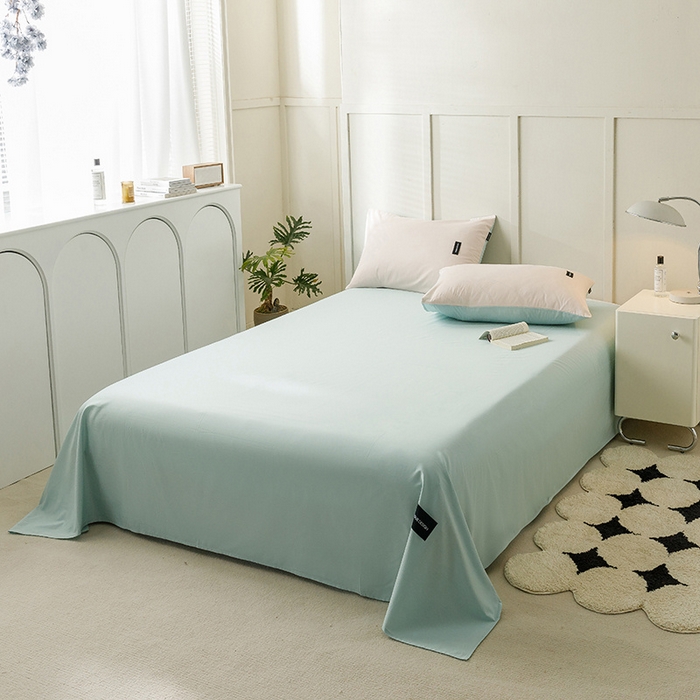 91家纺网 家纺一手货源 找家纺 卡姿家纺 2023新款无印水洗棉系列-单床单 床单-自然绿