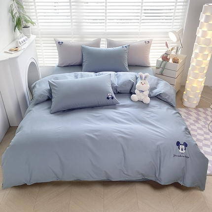 （总）Mr.pig猪先生水洗棉 2023新款迪士尼绣花单被套 米奇霁色