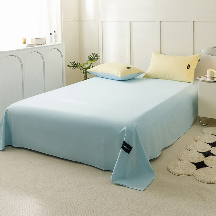 91家纺网 家纺一手货源 找家纺 卡姿家纺 2023新款无印水洗棉系列-单床单 床单-粉末蓝