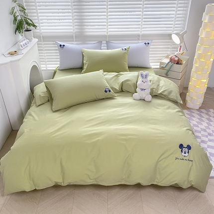 91家纺网 家纺一手货源 找家纺 （总）Mr.pig猪先生水洗棉 2023新款迪士尼绣花单被套 浅蓝米奇