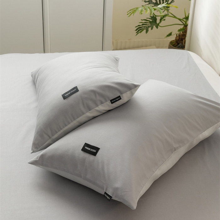 91家纺网 家纺一手货源 找家纺 卡姿家纺 2023新款无印水洗棉系列-枕套 石灰+梧桐灰枕套