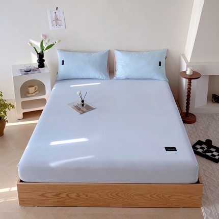 91家纺网 家纺一手货源 找家纺 卡姿家纺 2023新款无印水洗棉系列-单床笠 床笠-天空蓝