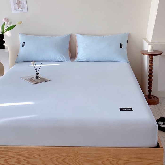 91家纺网 家纺一手货源 找家纺 卡姿家纺 2023新款无印水洗棉系列-单床笠 床笠-天空蓝