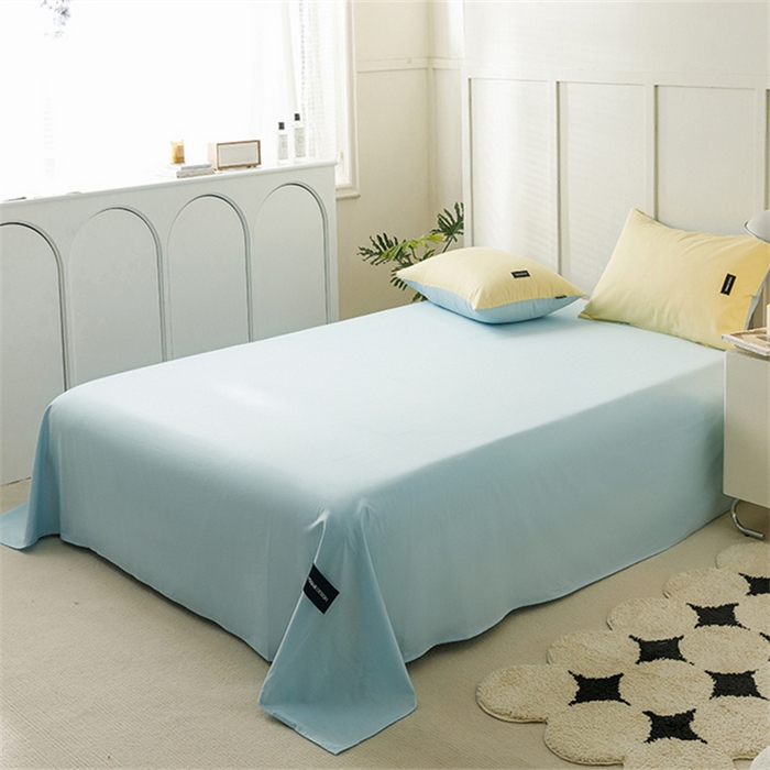 91家纺网 家纺一手货源 找家纺 卡姿家纺 2023新款无印水洗棉系列-单床单 床单-粉末蓝