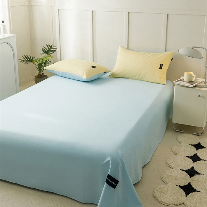 91家纺网 家纺一手货源 找家纺 卡姿家纺 2023新款无印水洗棉系列-单床单 床单-粉末蓝