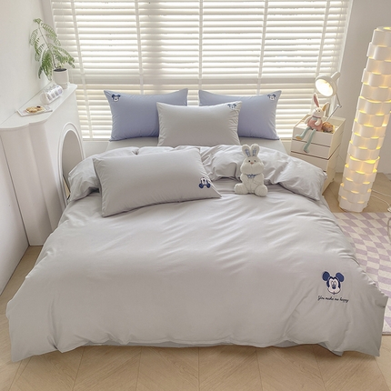 （总）Mr.pig猪先生水洗棉 2023新款迪士尼绣花单被套 米奇浅灰