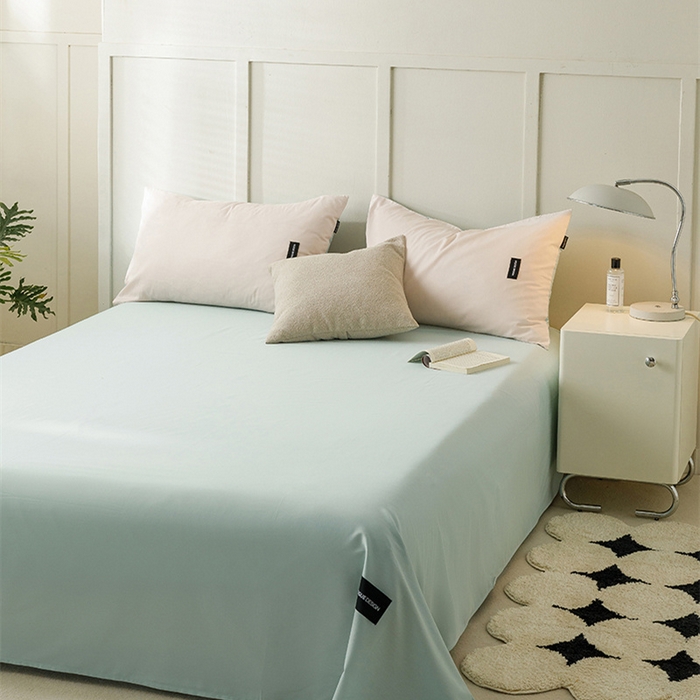 91家纺网 家纺一手货源 找家纺 卡姿家纺 2023新款无印水洗棉系列-单床单 床单-自然绿