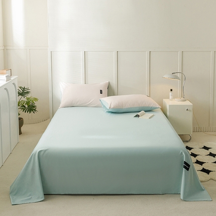 91家纺网 家纺一手货源 找家纺 卡姿家纺 2023新款无印水洗棉系列-单床单 床单-自然绿