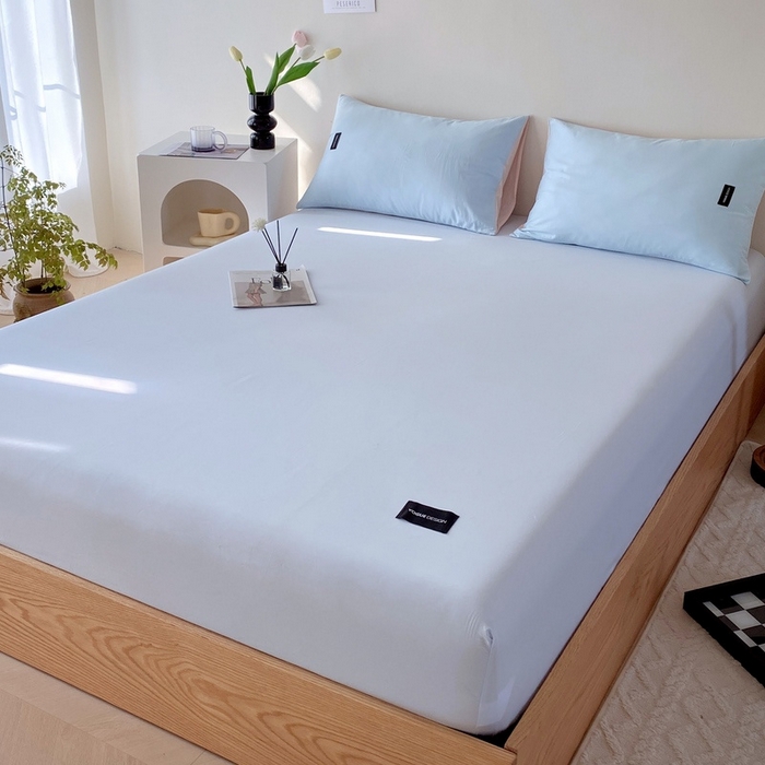 91家纺网 家纺一手货源 找家纺 卡姿家纺 2023新款无印水洗棉系列-单床笠 床笠-天空蓝