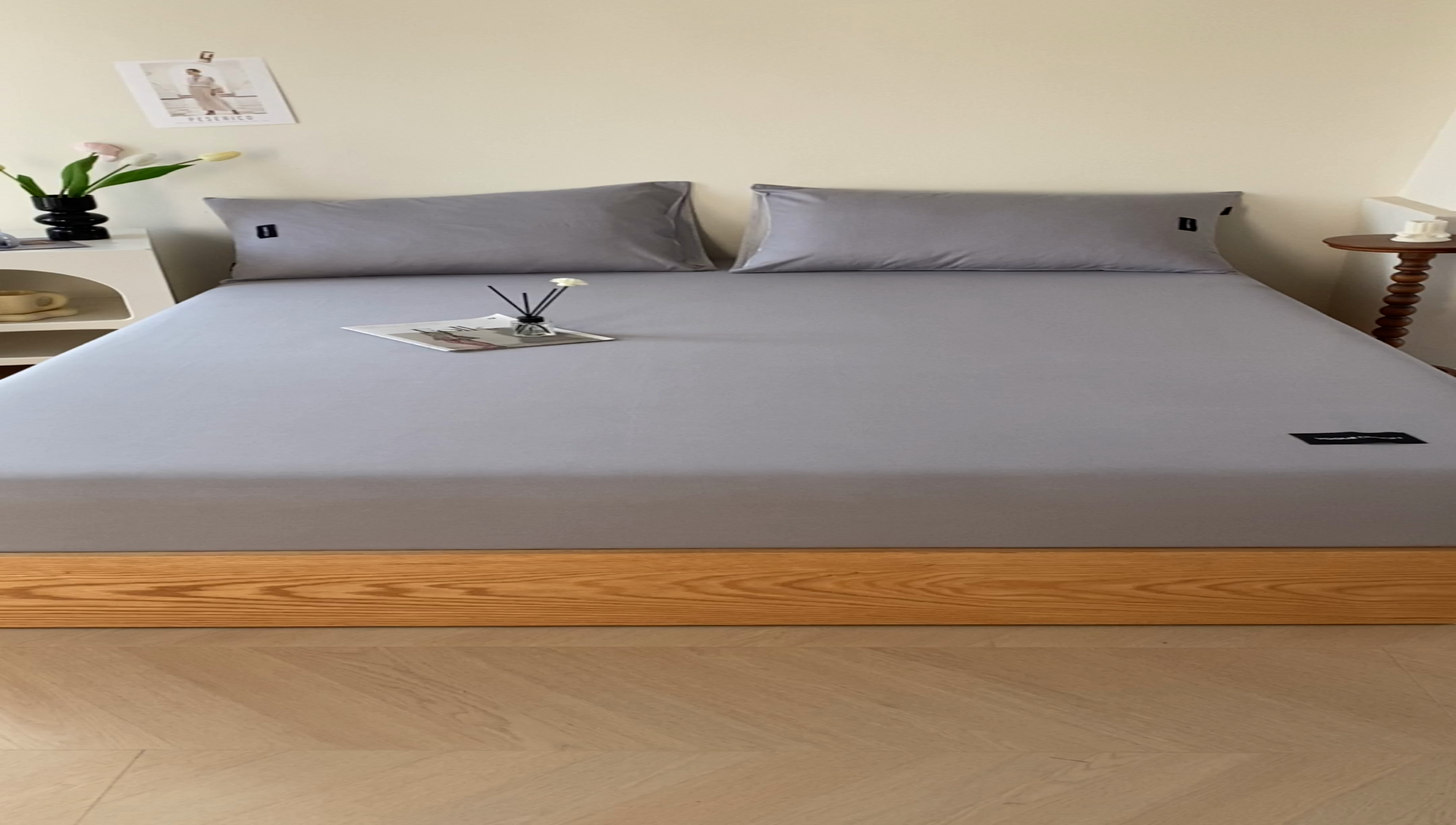 91家纺网 家纺一手货源 找家纺 卡姿家纺 2023新款无印水洗棉系列-单床笠 床笠-石灰