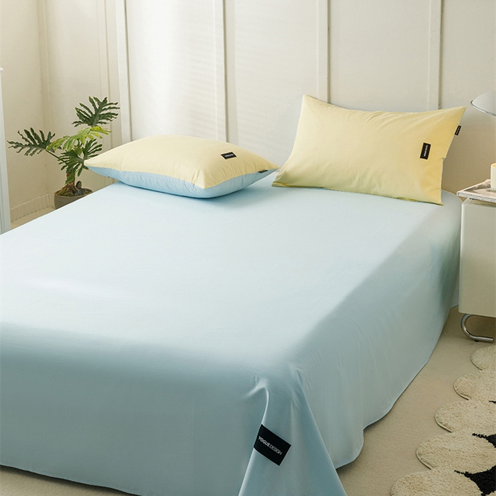 91家纺网 家纺一手货源 找家纺 卡姿家纺 2023新款无印水洗棉系列-单床单 床单-粉末蓝