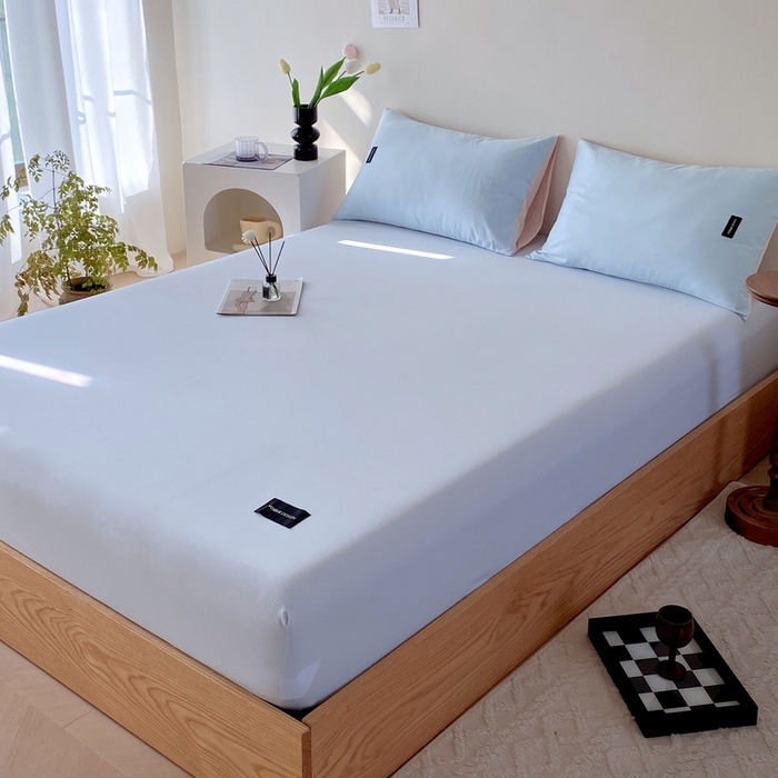 91家纺网 家纺一手货源 找家纺 卡姿家纺 2023新款无印水洗棉系列-单床笠 床笠-天空蓝