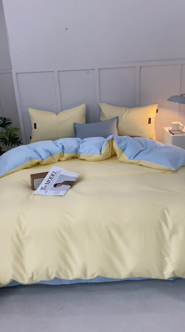 91家纺网 家纺一手货源 找家纺 卡姿家纺 2023新款无印水洗棉系列-单床单 床单-粉末蓝