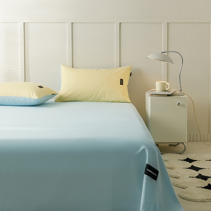 91家纺网 家纺一手货源 找家纺 卡姿家纺 2023新款无印水洗棉系列-单床单 床单-粉末蓝