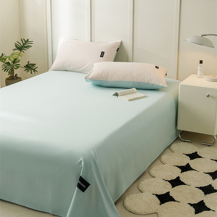 91家纺网 家纺一手货源 找家纺 卡姿家纺 2023新款无印水洗棉系列-单床单 床单-自然绿