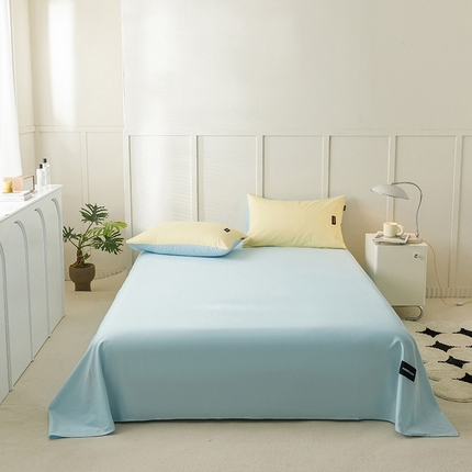 91家纺网 家纺一手货源 找家纺 卡姿家纺 2023新款无印水洗棉系列-单床单 床单-粉末蓝