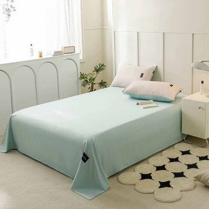 91家纺网 家纺一手货源 找家纺 卡姿家纺 2023新款无印水洗棉系列-单床单 床单-自然绿