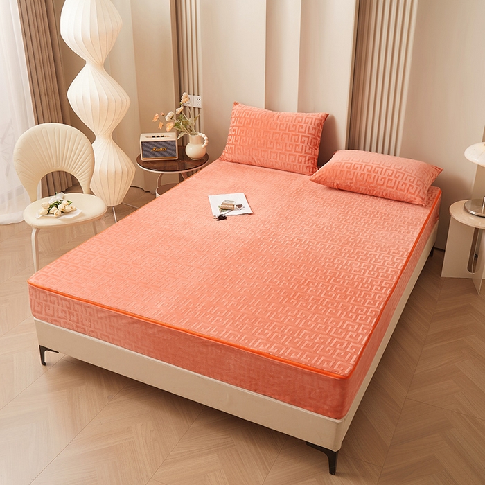 91家纺网 家纺一手货源 找家纺 （总）纤雅床笠 2024新款高克重压花宝宝绒六面全包床笠