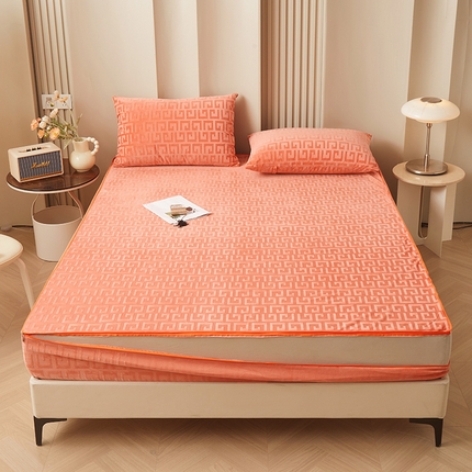 91家纺网 家纺一手货源 找家纺 （总）纤雅床笠 2024新款高克重压花宝宝绒六面全包床笠