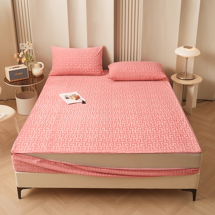 91家纺网 家纺一手货源 找家纺 （总）纤雅床笠 2024新款高克重压花宝宝绒六面全包床笠