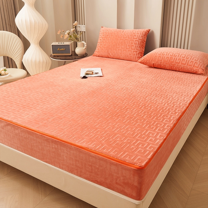 91家纺网 家纺一手货源 找家纺 （总）纤雅床笠 2024新款高克重压花宝宝绒六面全包床笠