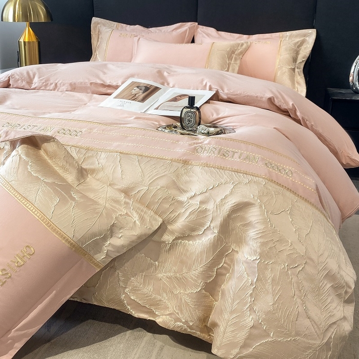 91家纺网 家纺一手货源 找家纺 涵宸家纺 2023新款原棉磨毛四件套-青叶 青叶-粉