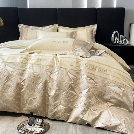 涵宸家纺 2023新款原棉磨毛四件套-青叶 青叶-米