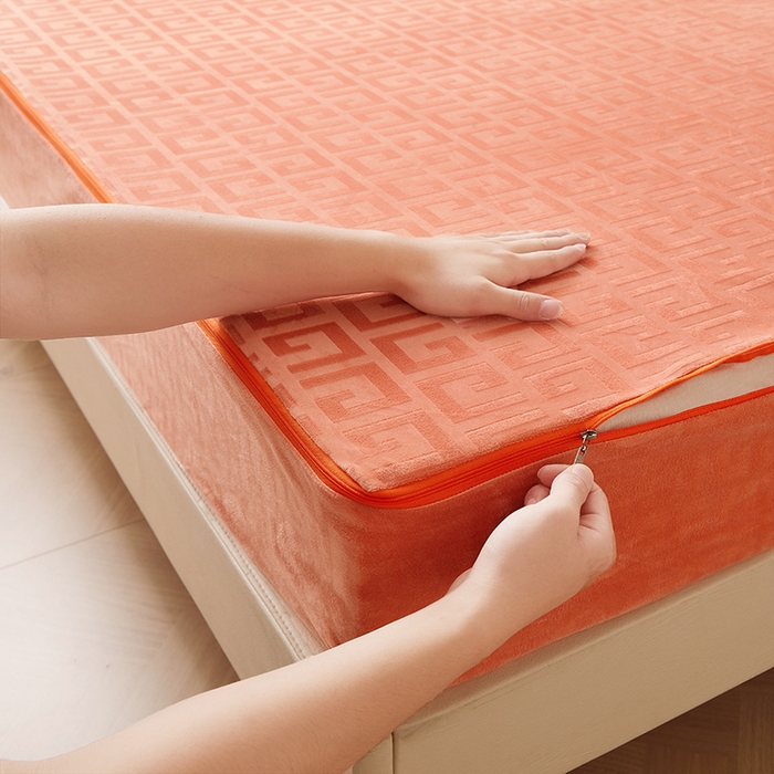 91家纺网 家纺一手货源 找家纺 （总）纤雅床笠 2024新款高克重压花宝宝绒六面全包床笠