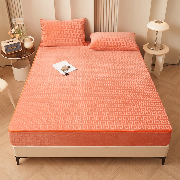 91家纺网 家纺一手货源 找家纺 （总）纤雅床笠 2024新款高克重压花宝宝绒六面全包床笠