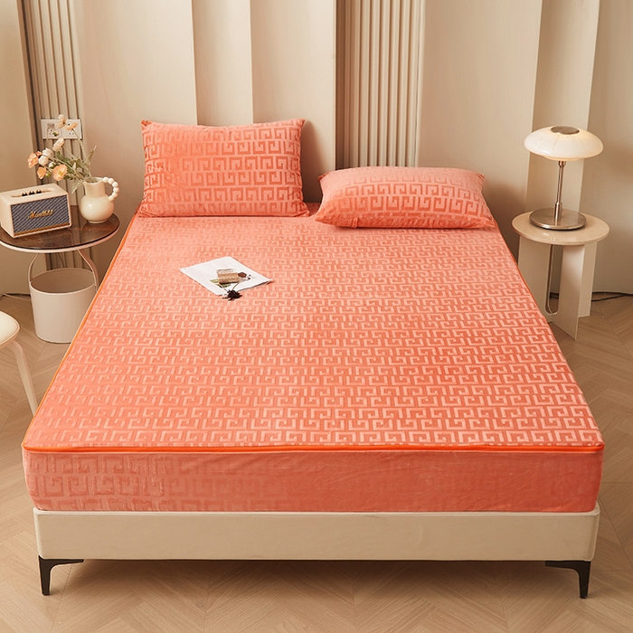 91家纺网 家纺一手货源 找家纺 （总）纤雅床笠 2024新款高克重压花宝宝绒六面全包床笠