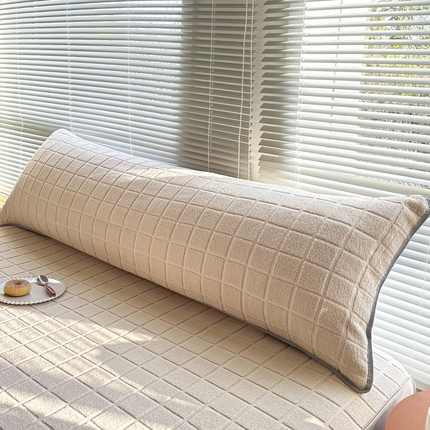 爱港家纺 2023新款全棉A类毛巾布升级款长枕巾枕芯保护套 暖棉.白